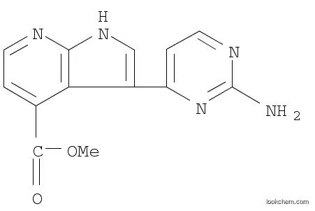 Molecular Structure of 1048966-96-6 (1H-Pyrrolo[2,3-b]pyridine-4-carboxylic acid, 3-(2-amino-4-pyrimidinyl)-, methyl ester)